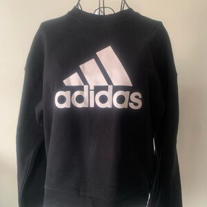 Women’s Adidas Black Cropped Crewneck with White Logo-brand new no tags